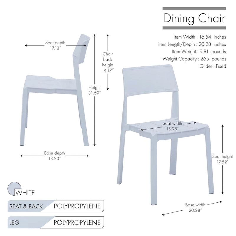 Lot de 4 chaises de salle à manger empilables Porthos Home Brock en plastique