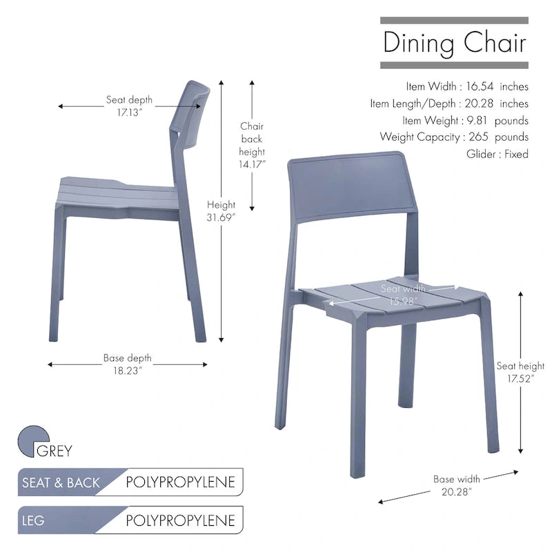 Lot de 4 chaises de salle à manger empilables Porthos Home Brock en plastique