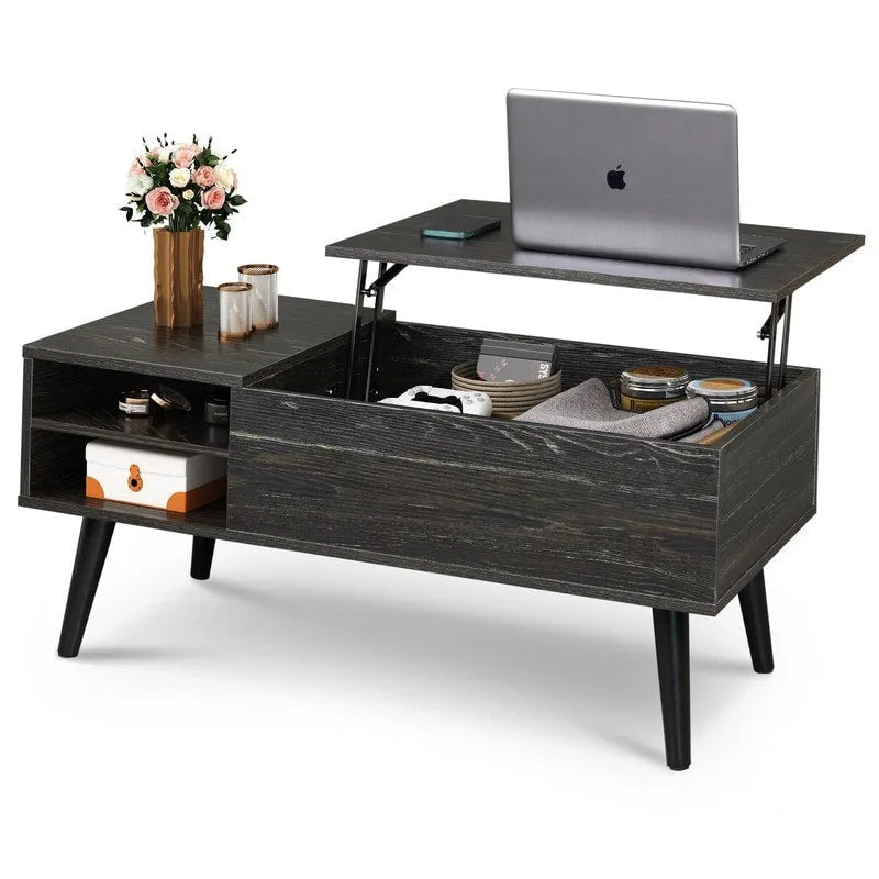 Table basse relevable avec rangement pour salon - 39,37P x 19,69L x 16,93H