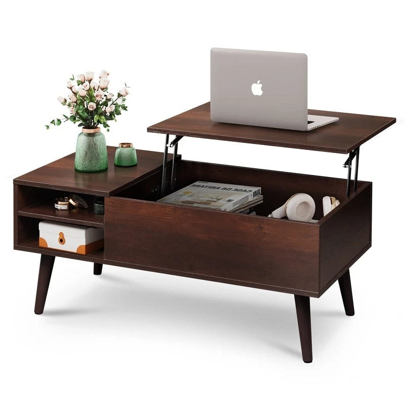 Table basse relevable avec rangement pour salon - 39,37P x 19,69L x 16,93H