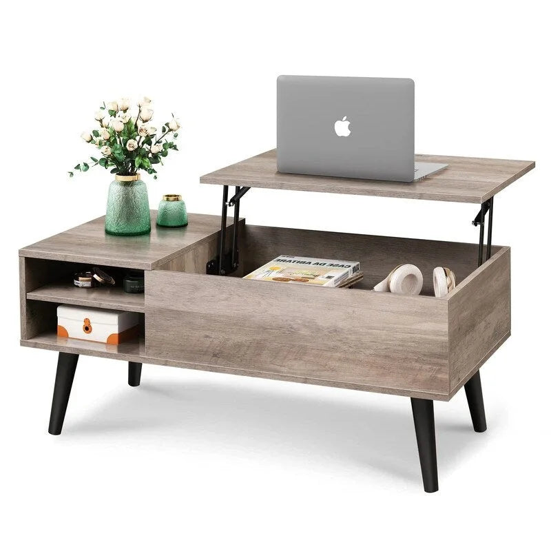Table basse relevable avec rangement pour salon - 39,37P x 19,69L x 16,93H