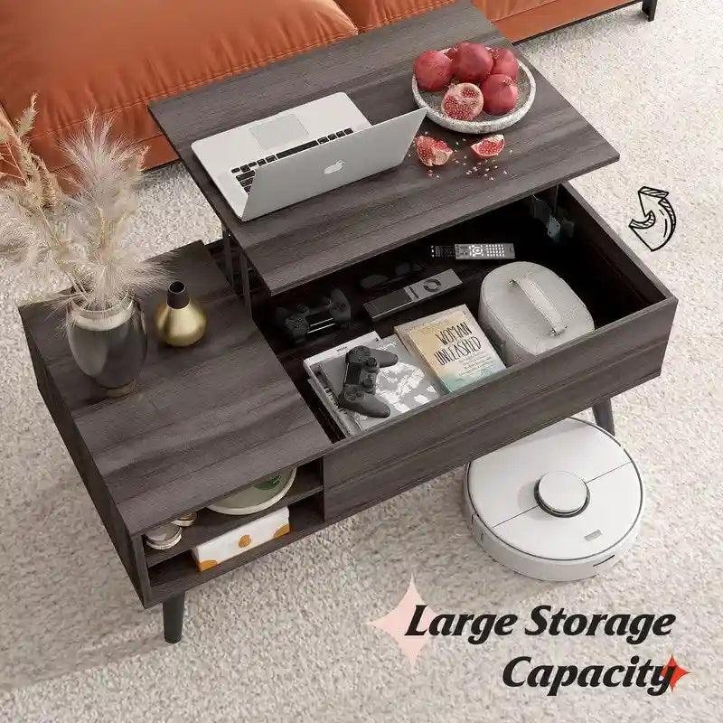 Table basse relevable avec rangement pour salon - 39,37P x 19,69L x 16,93H