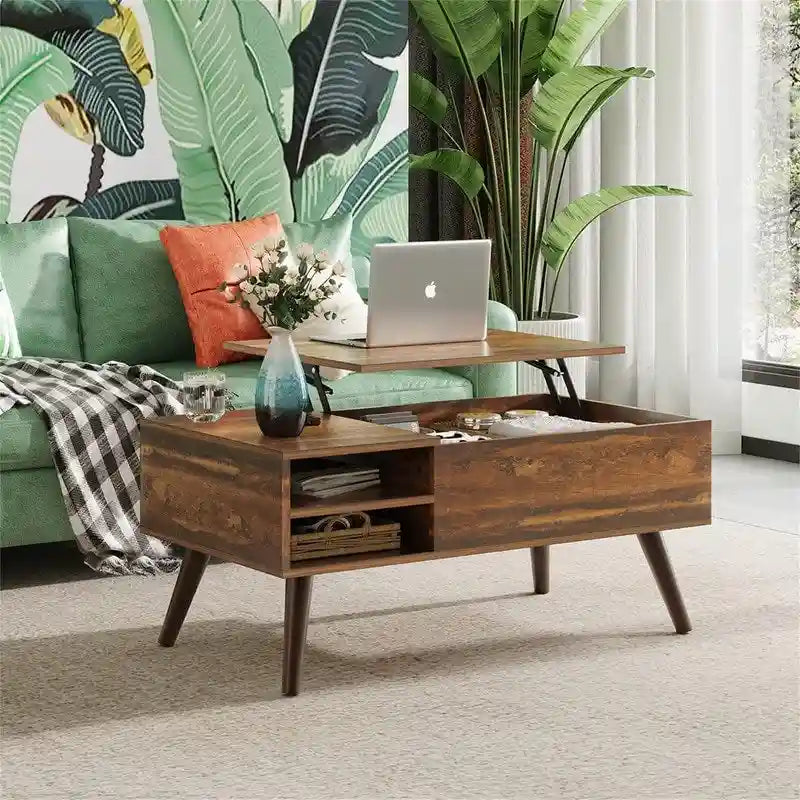 Table basse relevable avec rangement pour salon - 39,37P x 19,69L x 16,93H