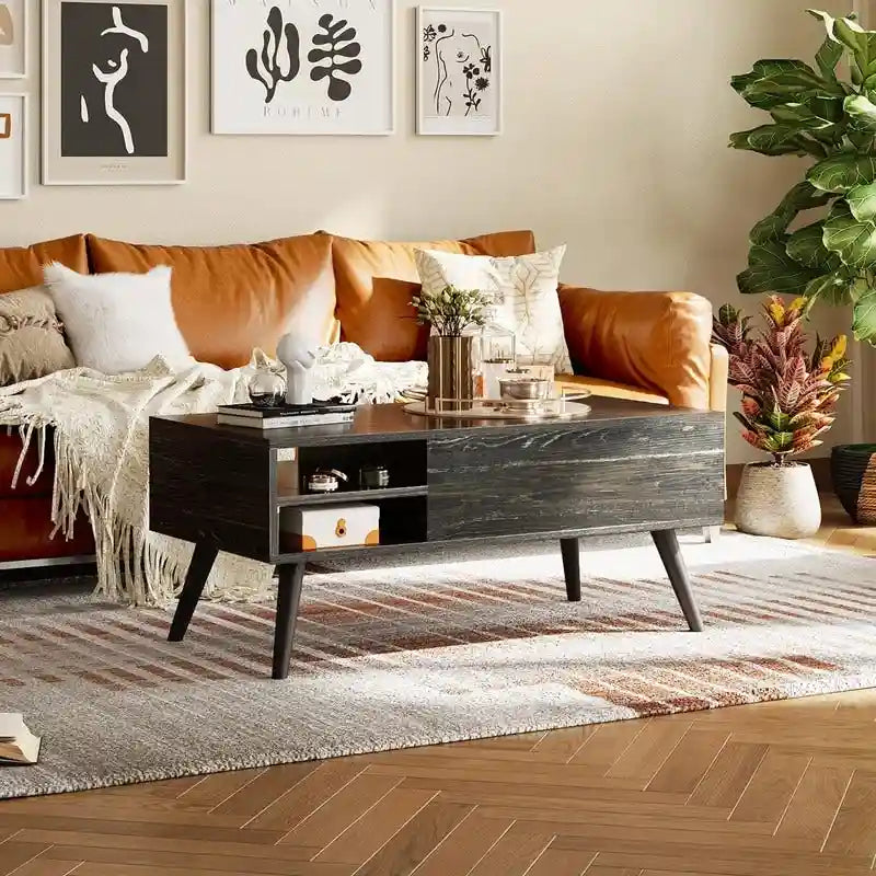 Table basse relevable avec rangement pour salon - 39,37P x 19,69L x 16,93H