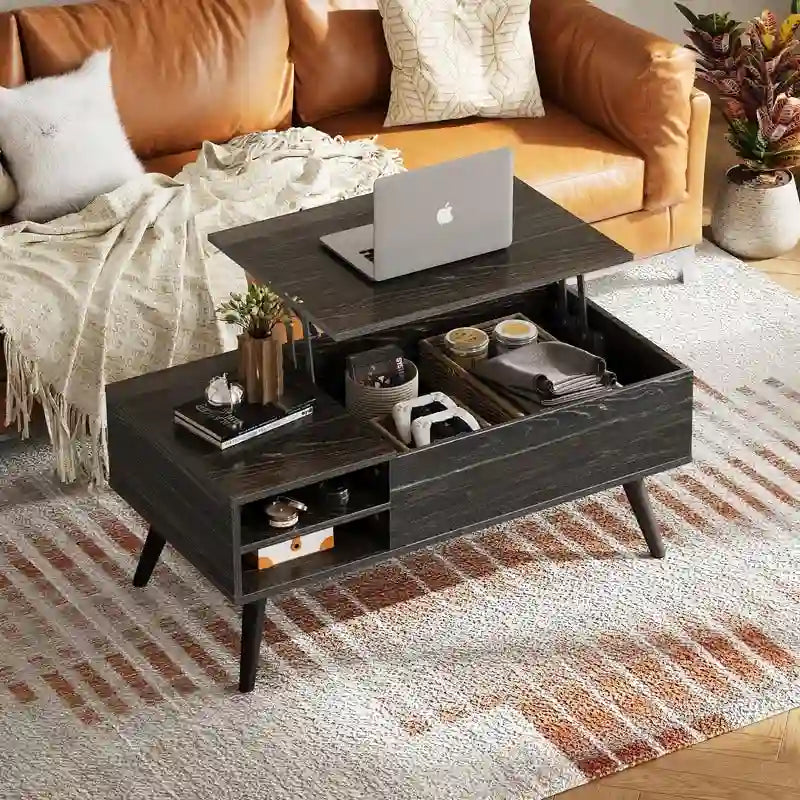 Table basse relevable avec rangement pour salon - 39,37P x 19,69L x 16,93H