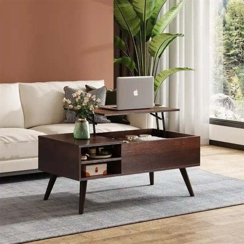 Table basse relevable avec rangement pour salon - 39,37P x 19,69L x 16,93H