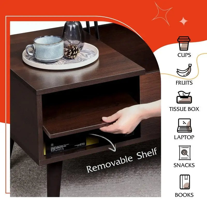 Table basse relevable avec rangement pour salon - 39,37P x 19,69L x 16,93H