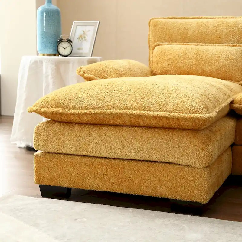 Canapé d'angle en tissu chenille grand format Ouyessir avec coussins