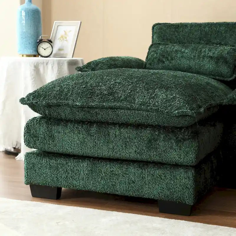 Canapé d'angle en tissu chenille grand format Ouyessir avec coussins