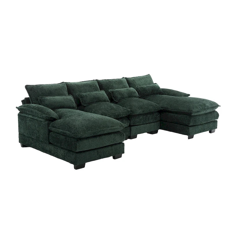 Canapé d'angle en tissu chenille grand format Ouyessir avec coussins