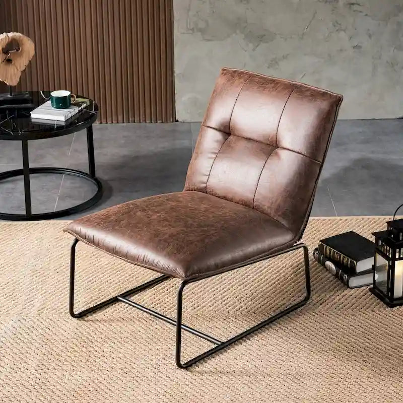 Chaise d'appoint sans accoudoirs en suédine style Mid-Century OVIOS