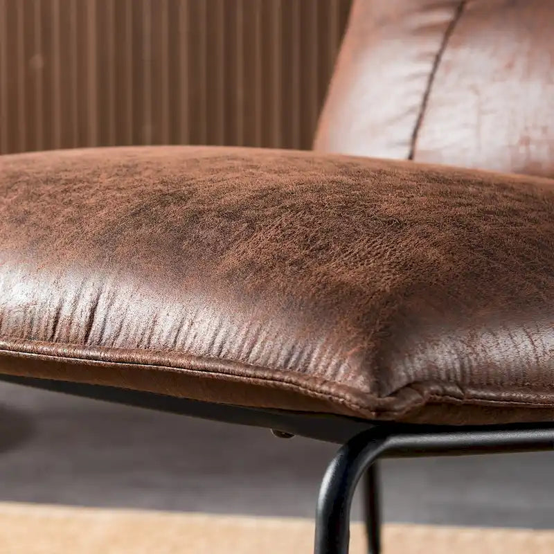 Chaise d'appoint sans accoudoirs en suédine style Mid-Century OVIOS