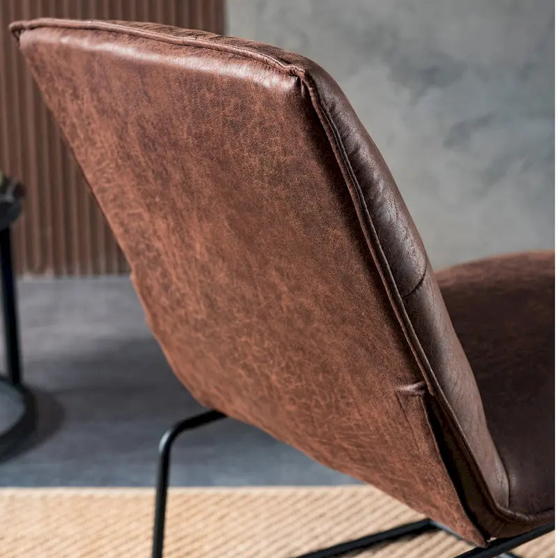 Chaise d'appoint sans accoudoirs en suédine style Mid-Century OVIOS