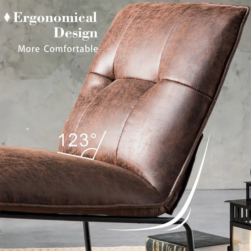 Chaise d'appoint sans accoudoirs en suédine style Mid-Century OVIOS