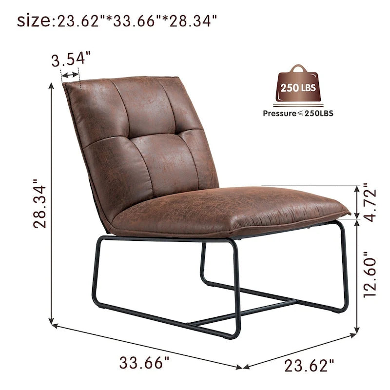 Chaise d'appoint sans accoudoirs en suédine style Mid-Century OVIOS