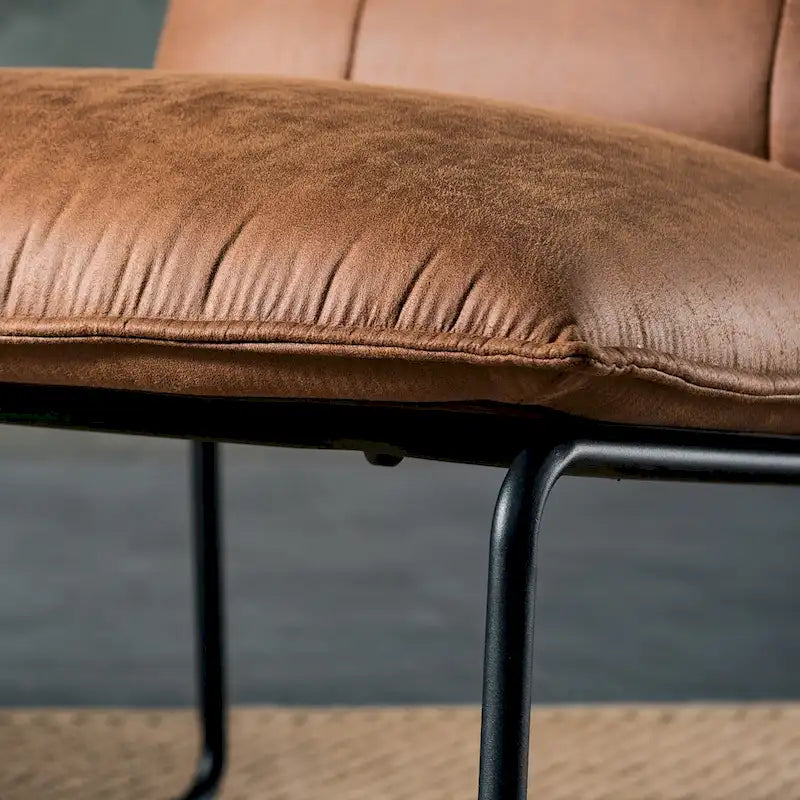 Chaise d'appoint sans accoudoirs en suédine style Mid-Century OVIOS