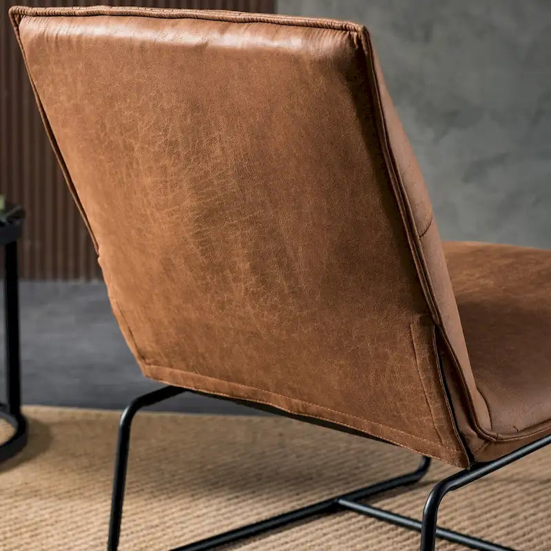 Chaise d'appoint sans accoudoirs en suédine style Mid-Century OVIOS