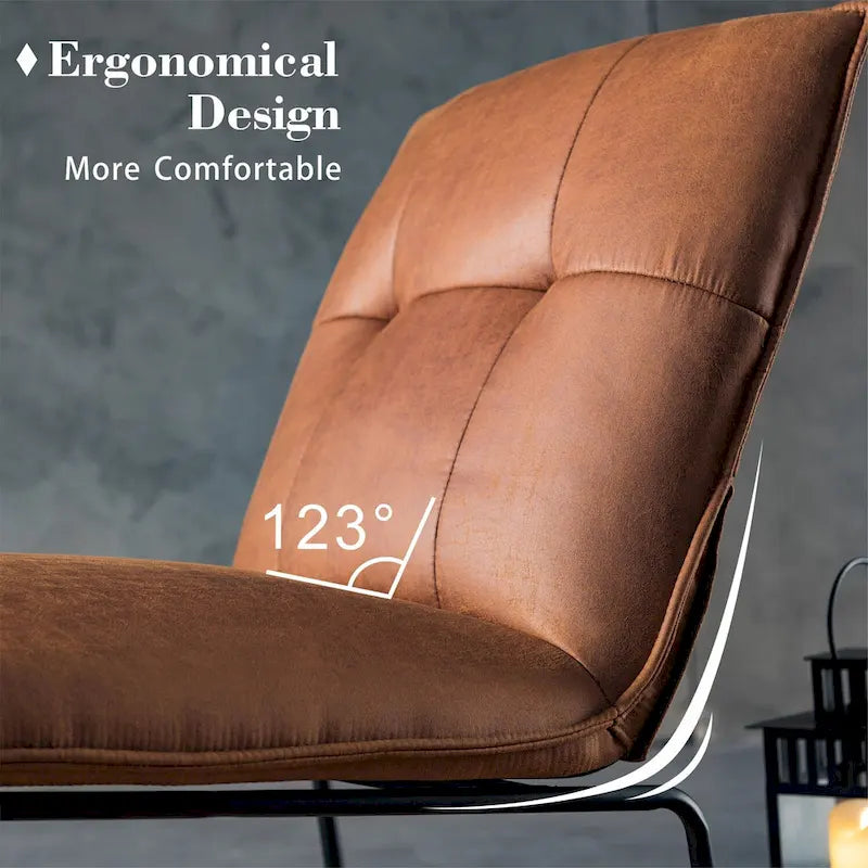 Chaise d'appoint sans accoudoirs en suédine style Mid-Century OVIOS