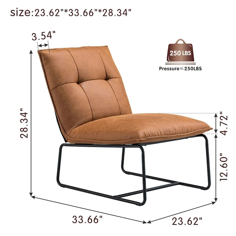 Chaise d'appoint sans accoudoirs en suédine style Mid-Century OVIOS
