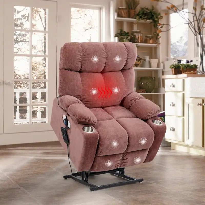Fauteuil inclinable releveur électrique pour personnes âgées avec fonction de massage chauffant
