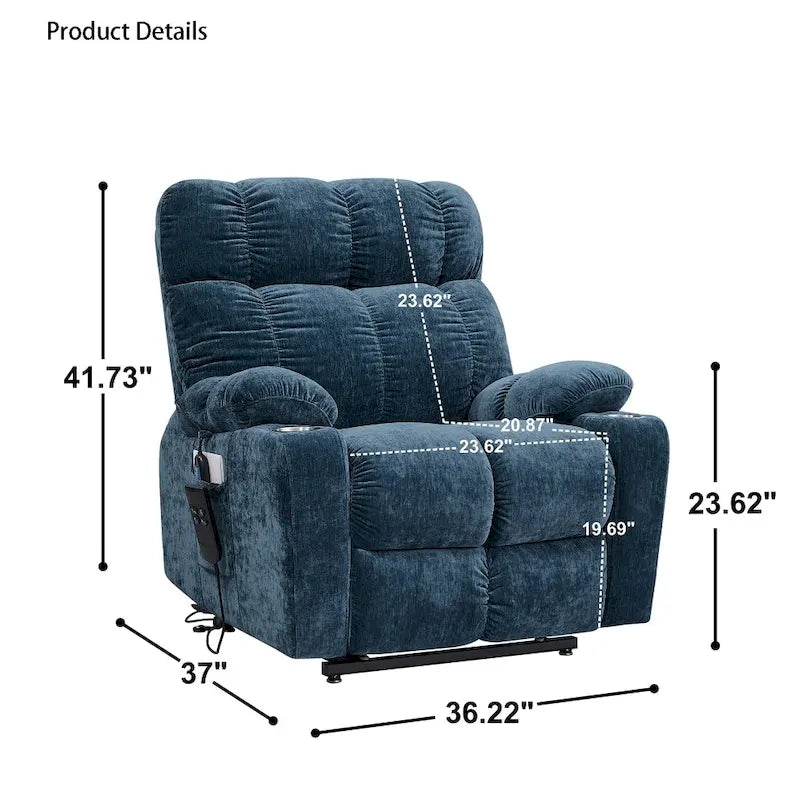 Fauteuil inclinable releveur électrique pour personnes âgées avec fonction de massage chauffant