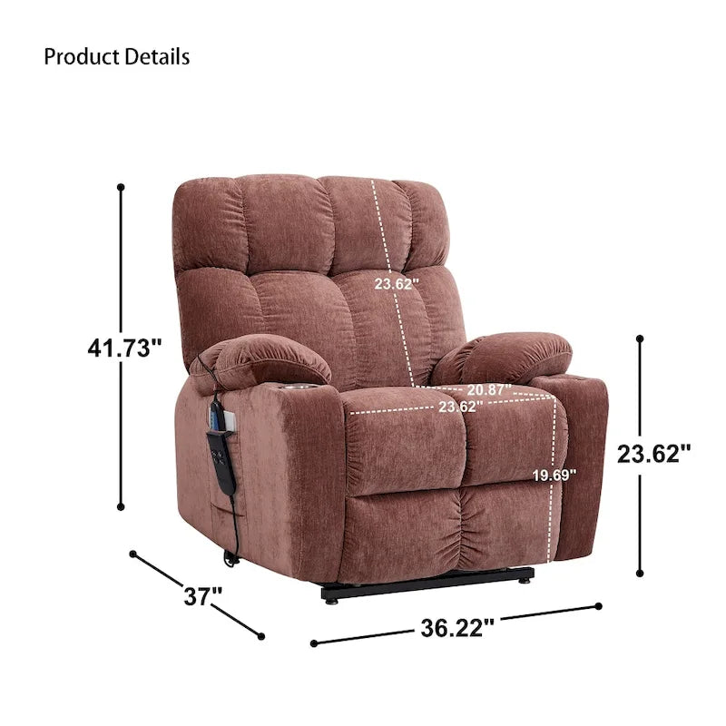 Fauteuil inclinable releveur électrique pour personnes âgées avec fonction de massage chauffant