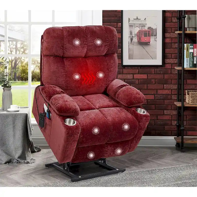 Fauteuil inclinable releveur électrique pour personnes âgées avec fonction de massage chauffant