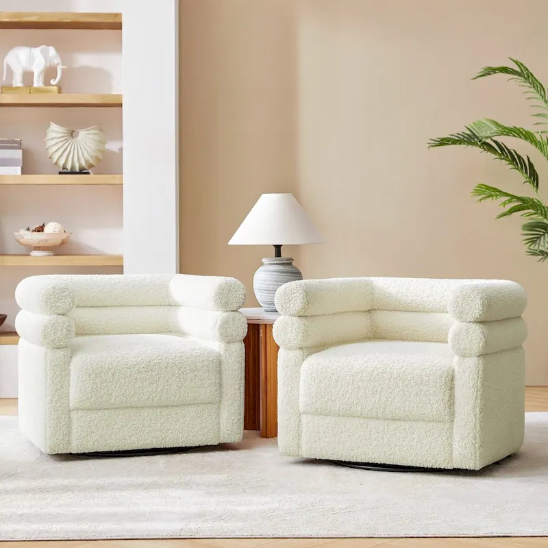 Fauteuil pivotant Rosa Modern Boucle avec coussin, lot de 2, par HULALA HOME