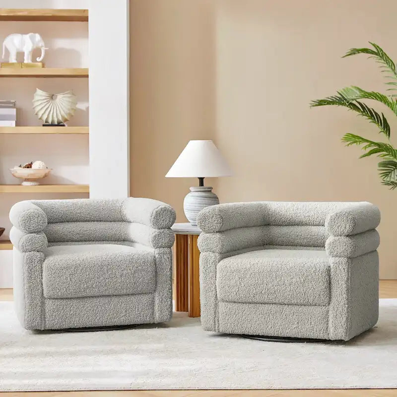 Fauteuil pivotant Rosa Modern Boucle avec coussin, lot de 2, par HULALA HOME