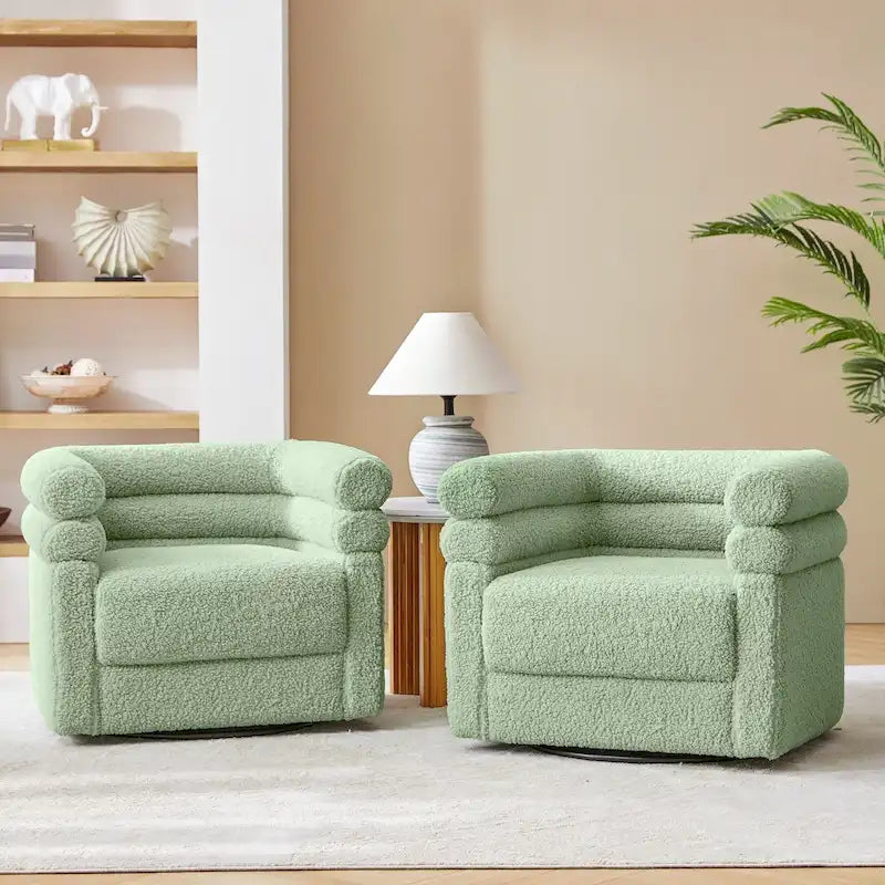 Fauteuil pivotant Rosa Modern Boucle avec coussin, lot de 2, par HULALA HOME