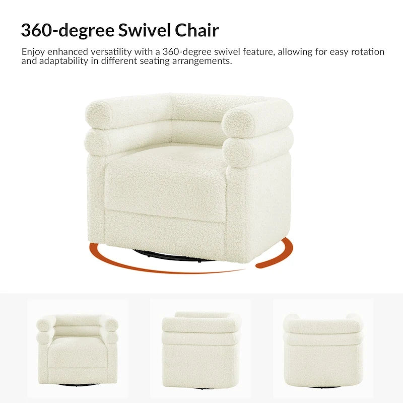 Fauteuil pivotant Rosa Modern Boucle avec coussin, lot de 2, par HULALA HOME