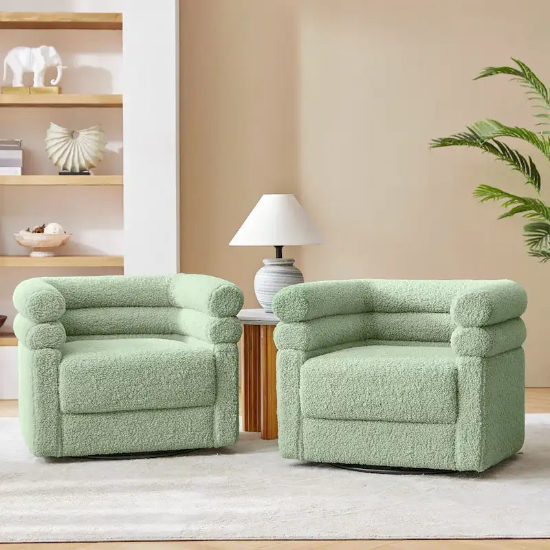 Fauteuil pivotant Rosa Modern Boucle avec coussin, lot de 2, par HULALA HOME