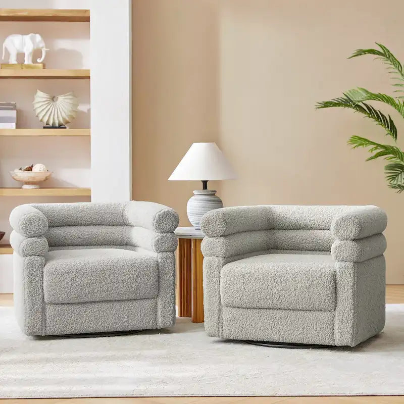 Fauteuil pivotant Rosa Modern Boucle avec coussin, lot de 2, par HULALA HOME