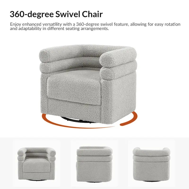 Fauteuil pivotant Rosa Modern Boucle avec coussin, lot de 2, par HULALA HOME