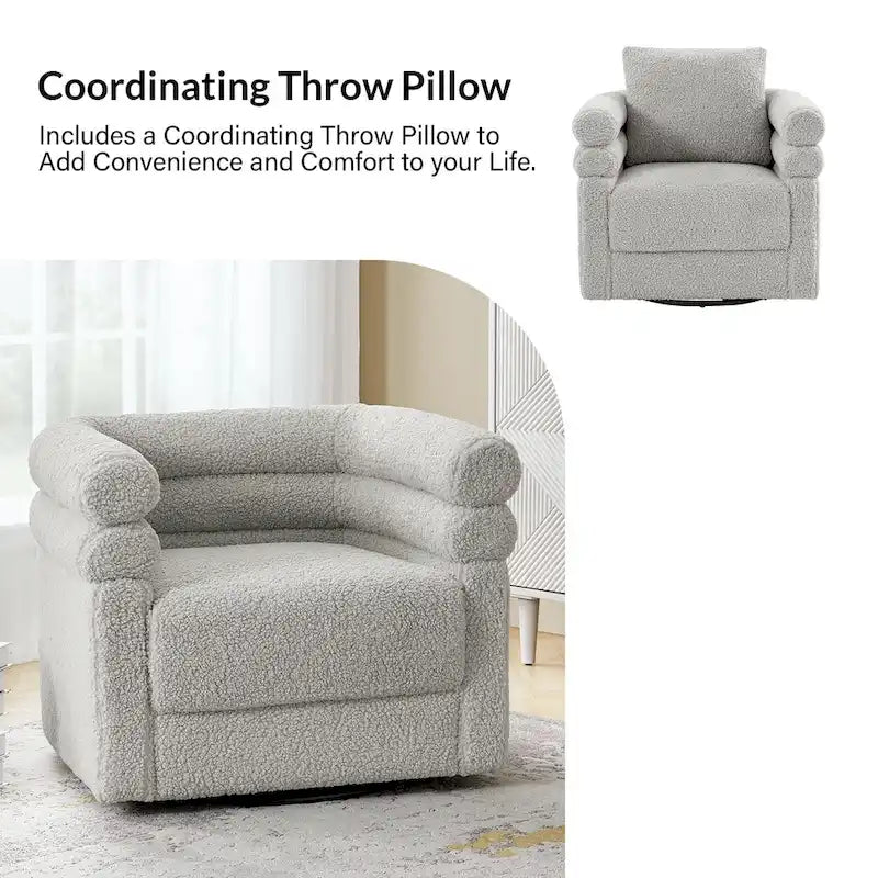 Fauteuil pivotant Rosa Modern Boucle avec coussin, lot de 2, par HULALA HOME