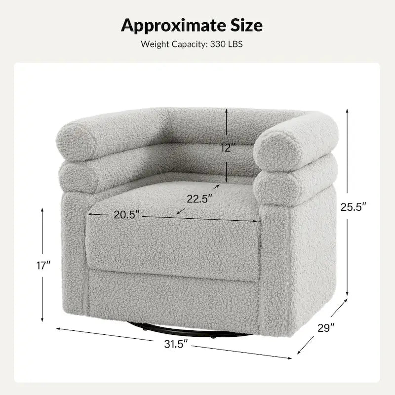 Fauteuil pivotant Rosa Modern Boucle avec coussin, lot de 2, par HULALA HOME