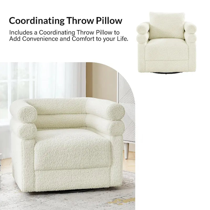 Fauteuil pivotant Rosa Modern Boucle avec coussin, lot de 2, par HULALA HOME