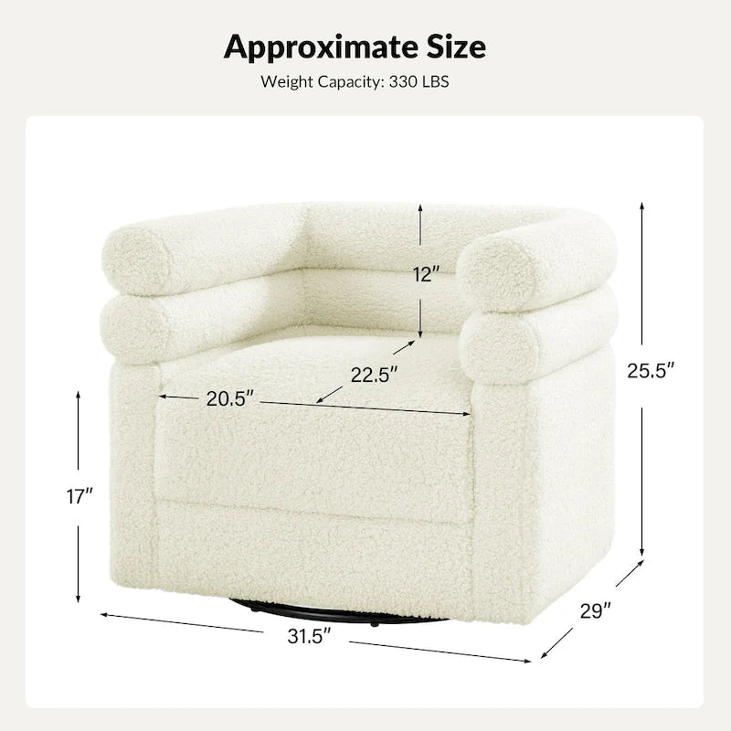 Fauteuil pivotant Rosa Modern Boucle avec coussin, lot de 2, par HULALA HOME