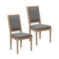 Porthos Home Chaises de salle à manger Mako Lot de 2, dossier rectangulaire, revêtement en lin, cadre en bois d'orme