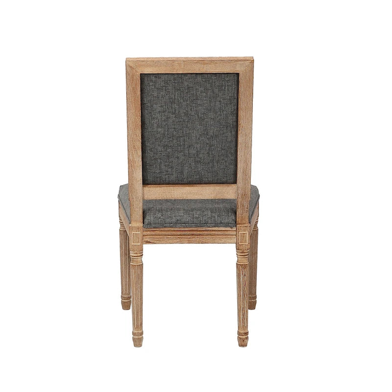 Porthos Home Chaises de salle à manger Mako Lot de 2, dossier rectangulaire, revêtement en lin, cadre en bois d'orme