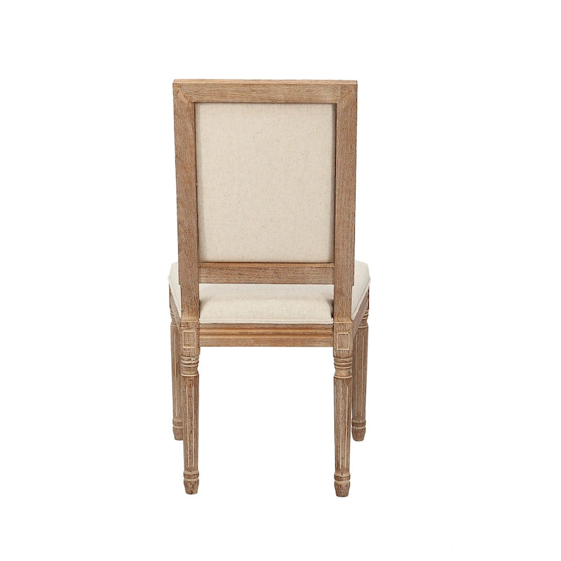Porthos Home Chaises de salle à manger Mako Lot de 2, dossier rectangulaire, revêtement en lin, cadre en bois d'orme