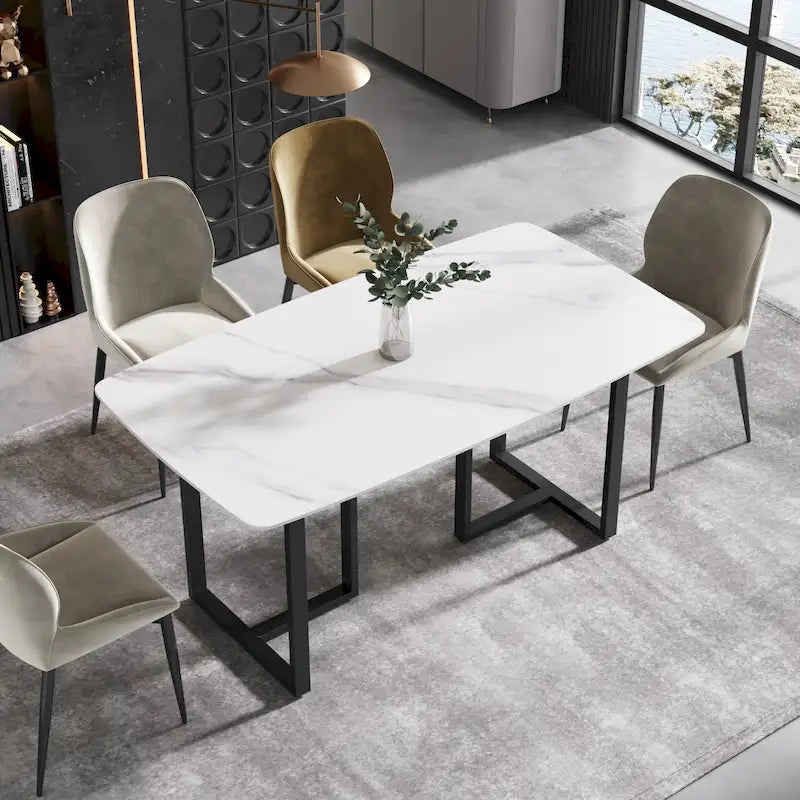 Table à manger rectangulaire moderne blanche de 160 cm