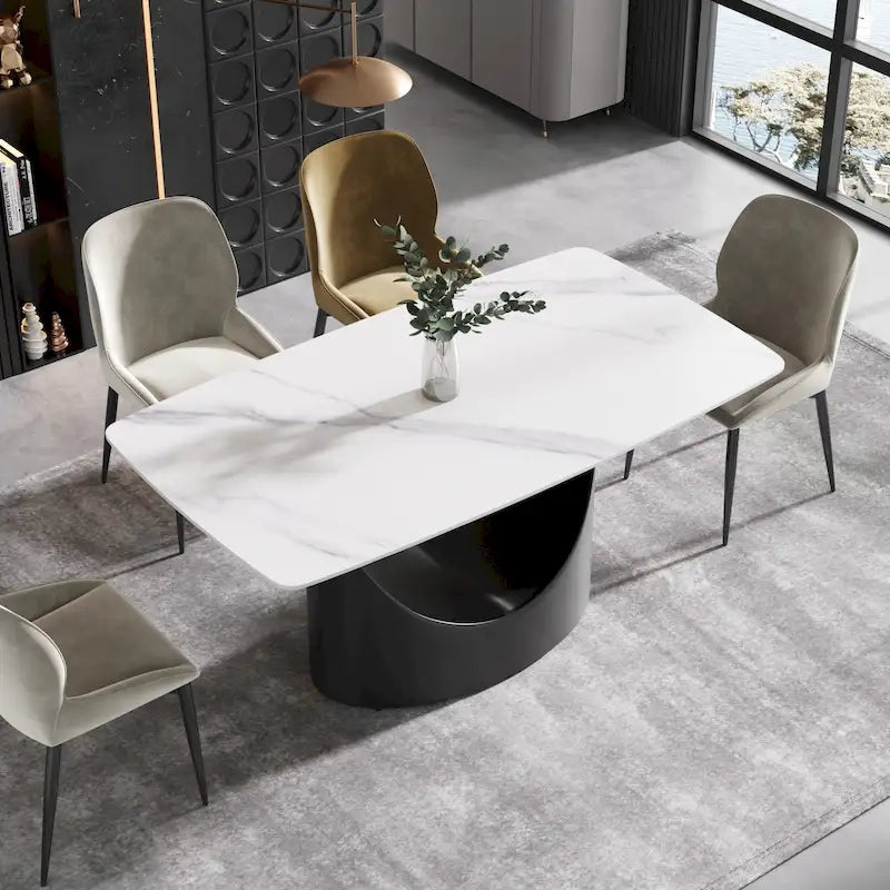 Table à manger rectangulaire moderne blanche de 160 cm