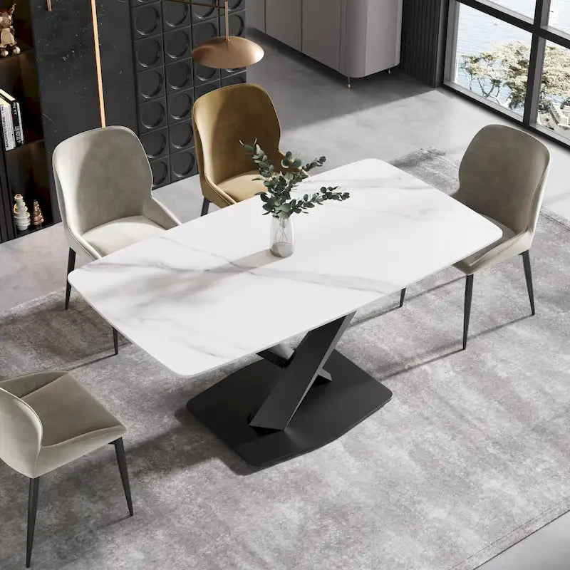 Table à manger rectangulaire moderne blanche de 160 cm