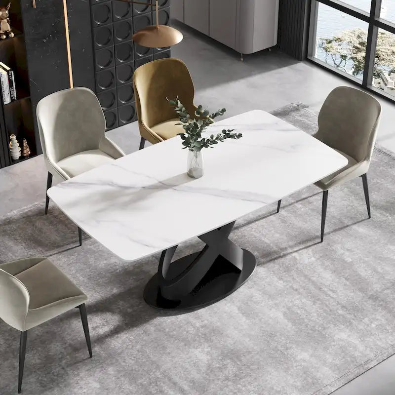 Table à manger rectangulaire moderne blanche de 160 cm