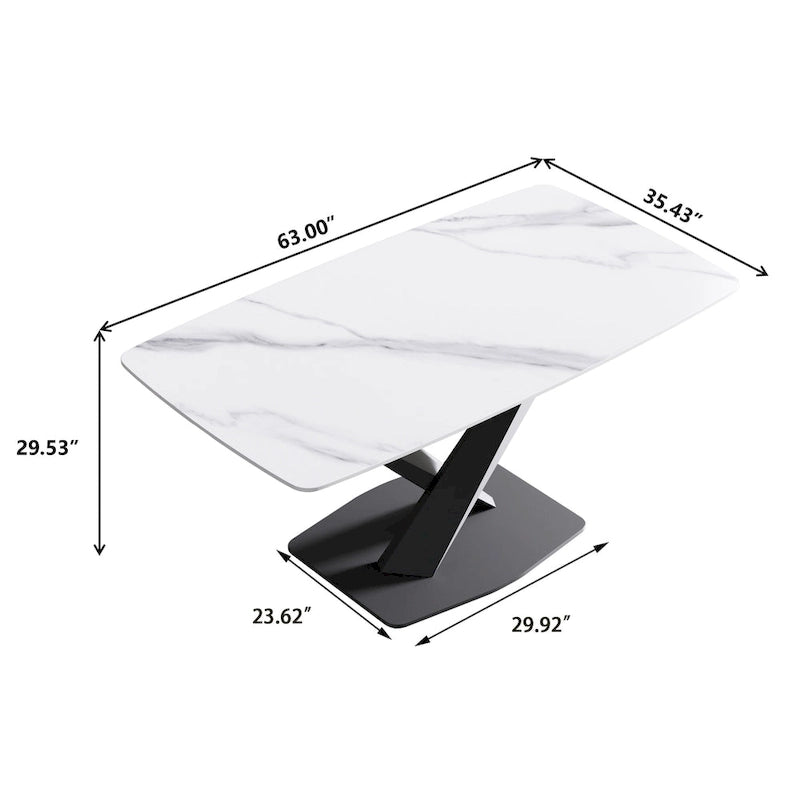 Table à manger rectangulaire moderne blanche de 160 cm