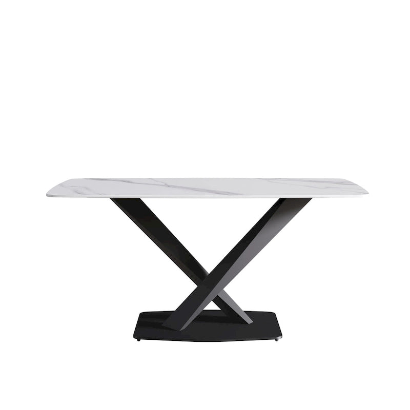 Table à manger rectangulaire moderne blanche de 160 cm
