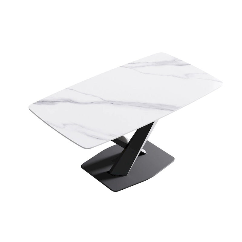 Table à manger rectangulaire moderne blanche de 160 cm