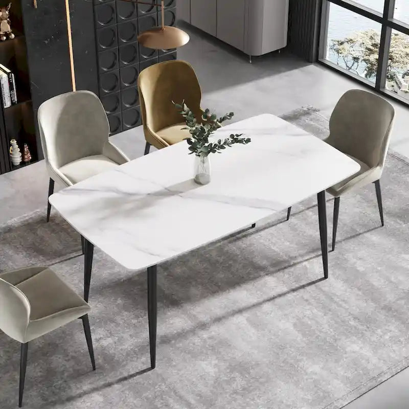 Table à manger rectangulaire moderne blanche de 160 cm