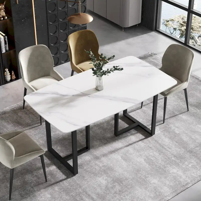Table à manger rectangulaire moderne blanche de 160 cm